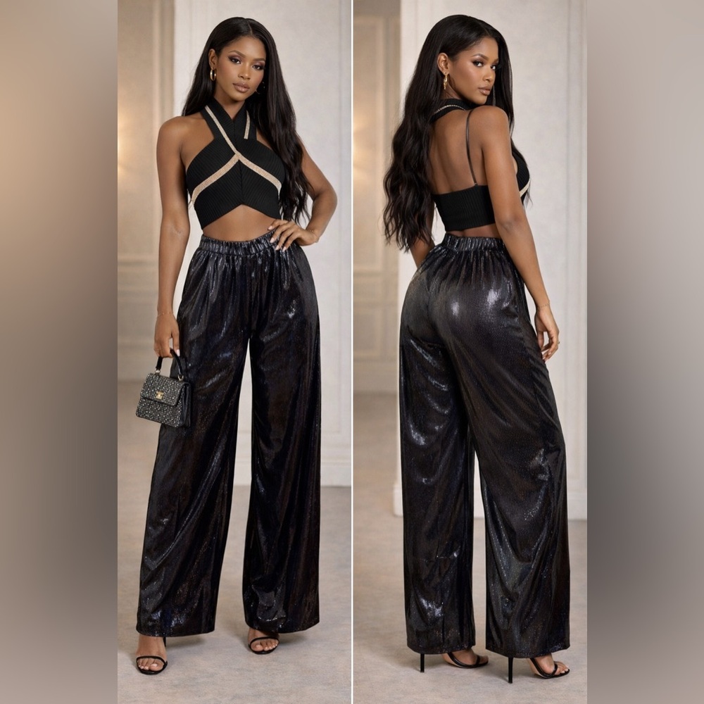 Glitz Midnight Shimmer Wide-Leg Set